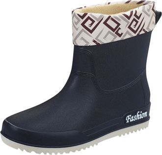 Generic Womens Rain Boots Fleece Lining Ankle Boot PVC Short Tube Wellies Ladies Waterproof Booties Colours Welly Boots Rainy Day Non Slip Shoes Lightweight W