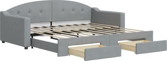 vidaXL Sof&aacute; Cama Nido Con Cajones Tela Gris Claro 100x190 Cm Vidaxl