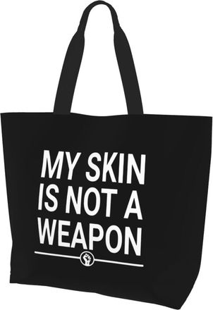 AOOEDM My Skin IsA Weapon Ladies Canvas Tote Reusable Shopping Bag