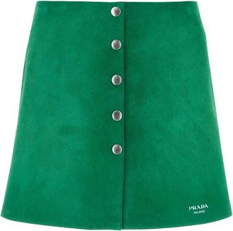 Prada Grasgroene Su&egrave;de Minirok