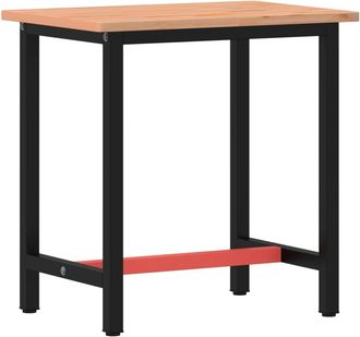 vidaXL Banco De Trabajo Madera Maciza De Haya Y Metal 80x55x81,5 Cm Vidaxl