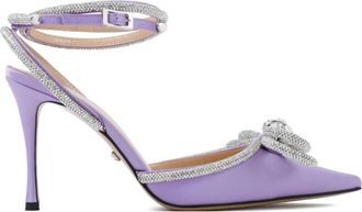 Mach & Mach Slippers met dubbele strik en kristallen versiering - Dames - Pumps - Paars - 41 EU - Schoenen