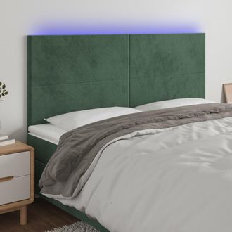 vidaXL Cabecero Con Luces Led Terciopelo Verde Oscuro 200x5x118/128 Cm Vidaxl