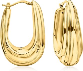 Ross-Simons Italian 14kt Yellow Gold Ribbed Hoop Earrings