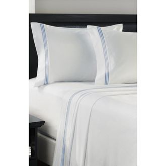 Luxury Home Embroidered Line 4-Piece Sheet Set in Blue at Nordstrom Rack, Size California King