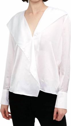 L'agence Jaslynn Silk Open Collar Blouse In White
