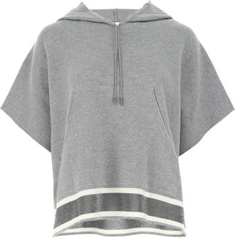 Fabiana Filippi Felpa con cappuccio e maniche corte - Grigio