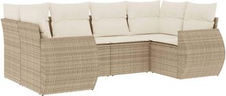 vidaXL Juego De Sof&aacute;s Jard&iacute;n Con Cojines 6 Pzas Rat&aacute;n Sint&eacute;tico Beige Vidaxl