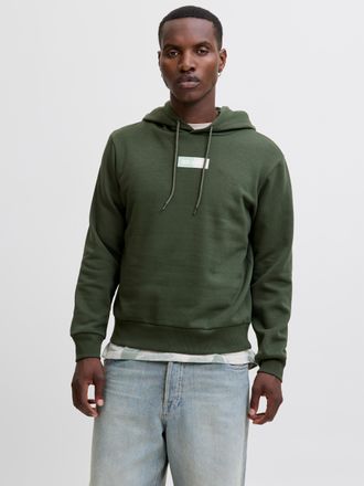 Jack & Jones Kapuzensweatshirt JACK & JONES JJPAN SWEAT HOOD, Herren, Gr. XS, duffel bag, angeraute Sweatware, Obermaterial: 60% Baumwolle, 40% Polyester, bedruckt