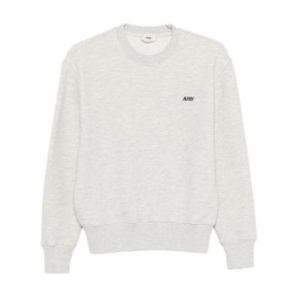 Autry Hoodies & sweatvesten, Dames, Grijs, S, Katoen, Sweatshirt met geborduurd logo