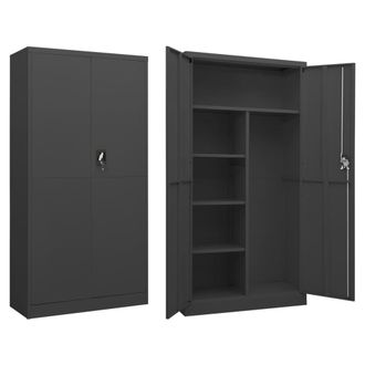vidaXL Vidaxl - Armario De Taquilla De Acero Gris Antracita 90x40x180 Cm