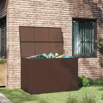 Berkfield Home Garden Storage Box Brown 150x100x100 cm Poly Rattan | Size: 150 x 100 x 100 cm