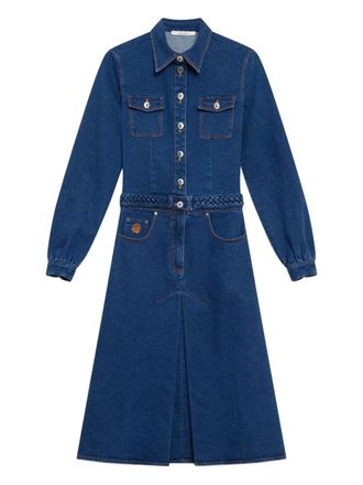 Maliparmi Denim midi-jurk met gevlochten ceintuur - Blauw