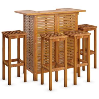 vidaXL Juego Muebles De Bar Para Jard&iacute;n 5 Pzas Madera Maciza De Acacia Vidaxl