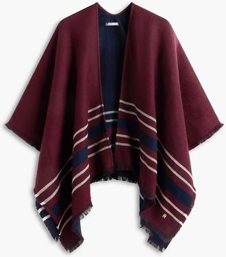 Tommy Hilfiger Womens Reversible Cape - Deep Burgundy/ Multi