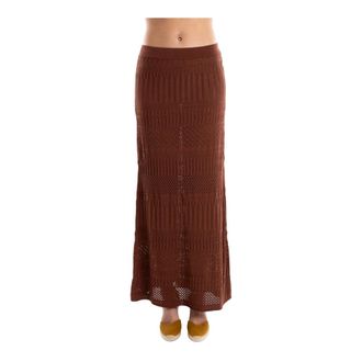 Akep Maxi Skirts, female, Brown, Size: XS Long Crochet Knit Skirt