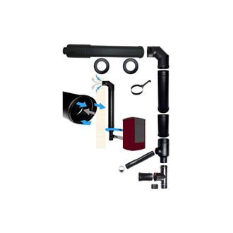 MBM kit tubi canna fumaria stufa pellet coassiale dn 80 125 scarico fumi aspirazione aria made in Italy