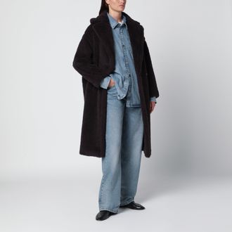 Max Mara Teddy Bear Icon Coat in ebony alpaca and wool