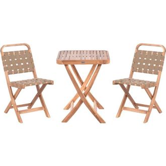 Beliani Beliani - Set da balcone per esterni Bistro Set certificato in legno di acacia pieghevole marrone Calciano