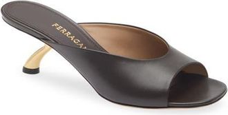Ferragamo Igea S-Shaped Kitten Heel Sandal in Brown at Nordstrom, Size 10.5