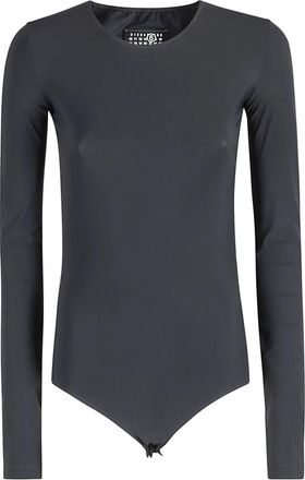 Maison Margiela Casual Geribbelde Brei Trui - Dames - Bodies - Zwart - M - Nylon - Tops