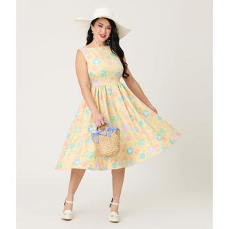 Unique Vintage Livvie Swing Dress in Yellow Egg Print at Nordstrom, Size Medium