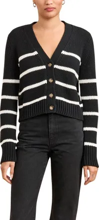 La Ligne Mini Marina Cardigan in Black/cream at Nordstrom, Size X-Large
