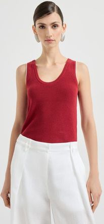 Brunello Cucinelli Cotton ribbed knit top in Ruby at Nordstrom, Size Xx-Large Eu