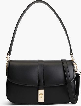 Tommy Hilfiger Womens Monogram Turnlock Crossbody Bag - Black