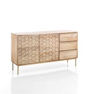 Oresteluchetta Aparador de mango macizo y acero dorado 80x144x40 cm