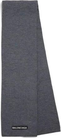 Balenciaga Winter Scarves, male, Gray, Size: ONE SIZE Logo Knit Scarf