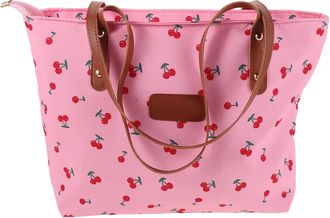 Supvox Cherry Print Shoulder Tote Bag for Women, Pink Cherry Purse with Top Handle, Large Fruit Pattern Sling Handbag for Work, Office, and Casual Use