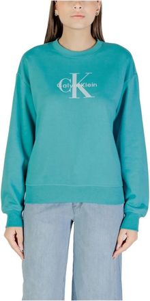 Calvin Klein Jeans Gedrukte Ronde Hals Sweatshirt - Dames - Sweatshirts - Blauw - S - Katoen - Hoodies & sweatvesten
