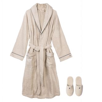 Scalpers Albornoz con zapatillas en algod&oacute;n beige talla m