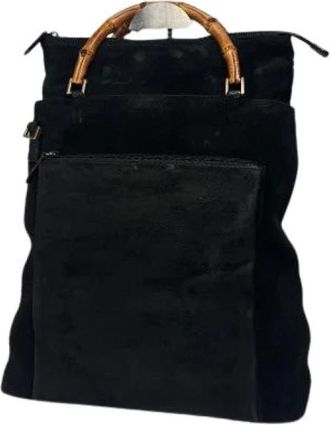Gucci Pre-owned Su&egrave;de Tote Bag - Dames - Vintage Shopper - Zwart - ONE Size - Su&egrave;de - Vintage