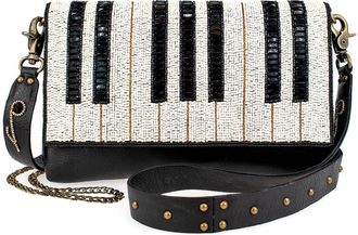 Mary Frances Mary Frances Womens Keynote Crossbody Handbag, Black and White, One Size
