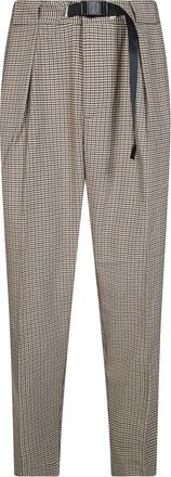 White Sand Tailored Brown Flannel Pleated Check Formal Pants