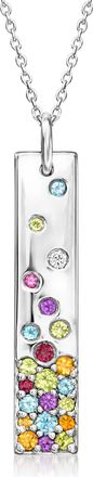 Ross-Simons Multi-Gemstone Bar Pendant Necklace in Sterling Silver