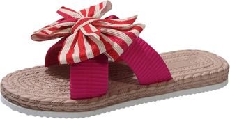 Generic Women Summer Fashion Bow Open Toe Slippers Casual Comfortable Shoes for Indoor Outdoor Relaxation (Red, 4.5)