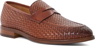 Dune London Mens Saharas - Leather Woven Loafers - Tan material_leather1 - Size UK 8