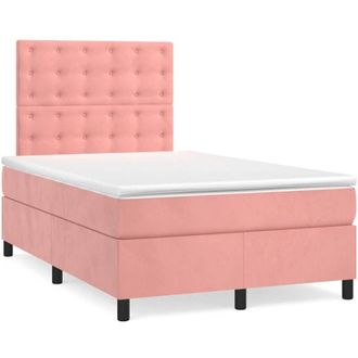 vidaXL Vidaxl - Cama Box Spring Con Colch&oacute;n Y Led Terciopelo Rosa 120x190 Cm