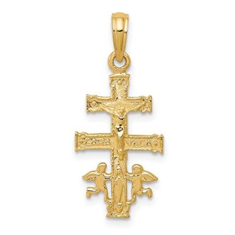 Diamond2Deal 14k Yellow Gold Cara Vaca Crucifix Pendant