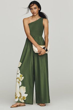 Hutch Cotton One-Shoulder Palm Jumpsuit