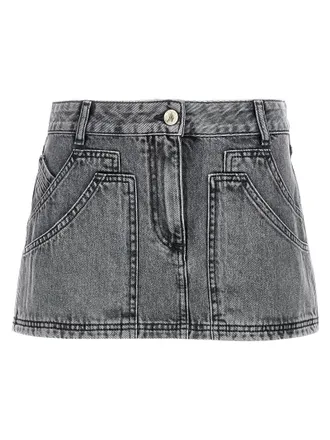 The Attico Gray Cotton Long Womens Skirt