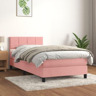 vidaXL Vidaxl - Cama Box Spring Con Colch&oacute;n Terciopelo Rosa 100x200 Cm