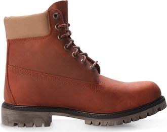 Timberland Mens Premium 6 Inch Waterproof Boots in Orange Leather - Size UK 12.5