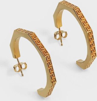 Versace Womens Hex Greca Earrings Gold