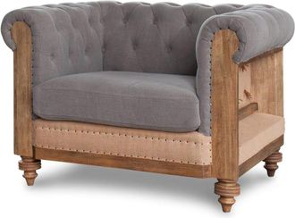 PIB Sillon chesterfield de lino gris