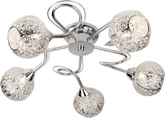 Searchlight Souk - 5 luces de techo de varios brazos, semiempotrado, cromado claro con cortinas caladas, G9 - Searchlight