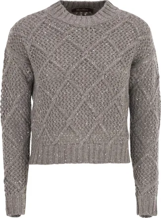 Max Mara Ellade Boxy Wolle und Kaschmirspringer mit Pailletten